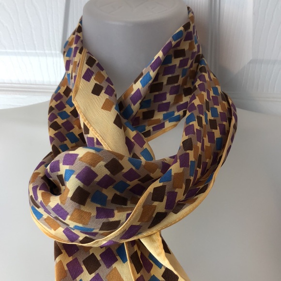 Echo Elegantly patterned Pointed End Silk Scarf - Picture 1 of 11